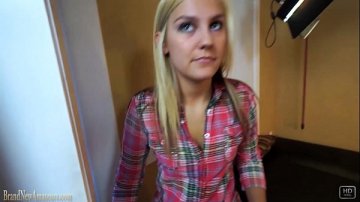 Blonde girl fucked hard pervert gives blowjob