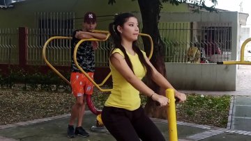 Colombian Stepsister's Intense Workout Session