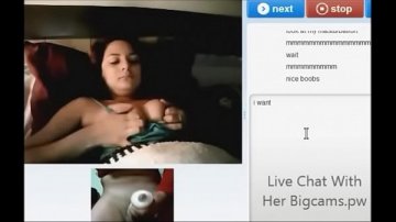 Video chat with brunette masturbating